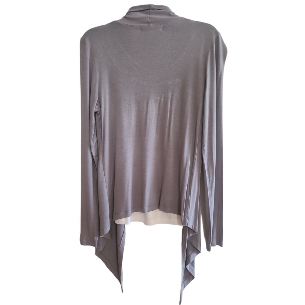 Design History Women's White And Gray Blouse With Attached Long Sleeve Cardigan - Picture 2 of 10